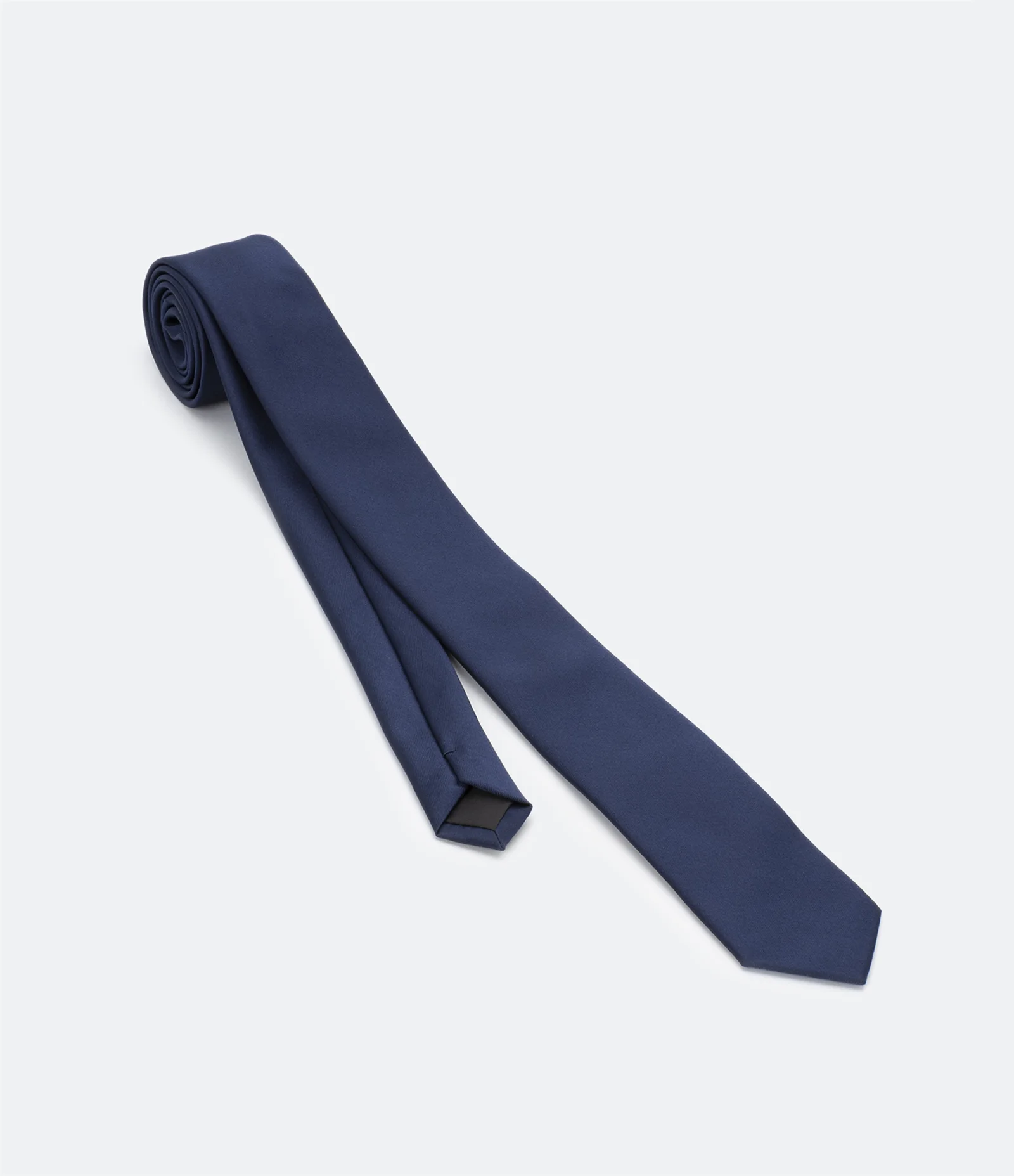 Gravata Slim Básica Acetinada Azul Marinho 1