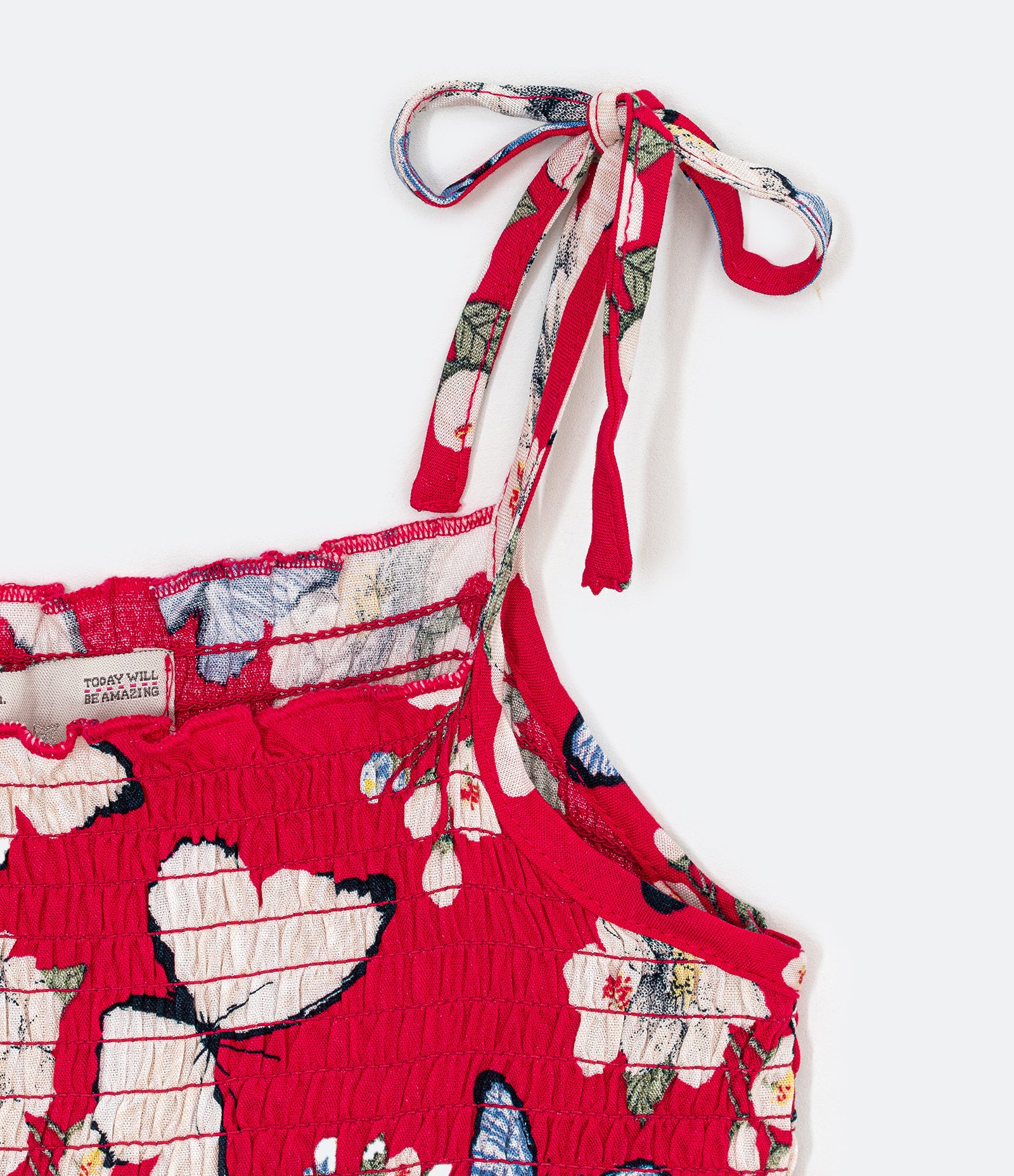 Vestido Infantil em Viscose com Estampa Floral e Borboletas - Tam 5 a 14 anos Vermelho 4