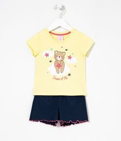 Pijama Infantil Curto Estampa de Ursinho - Tam 1 a 4 anos