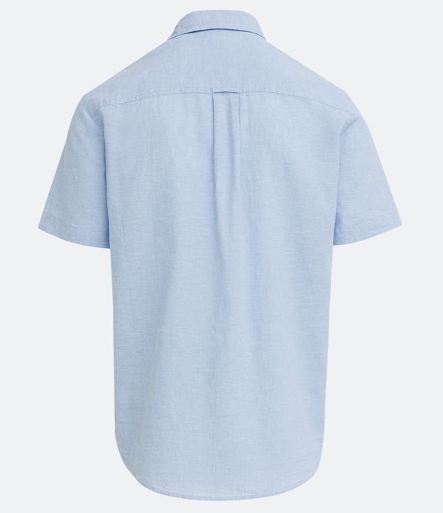 Camisa Manga Corta en Lino con Bolsillo Azul 6