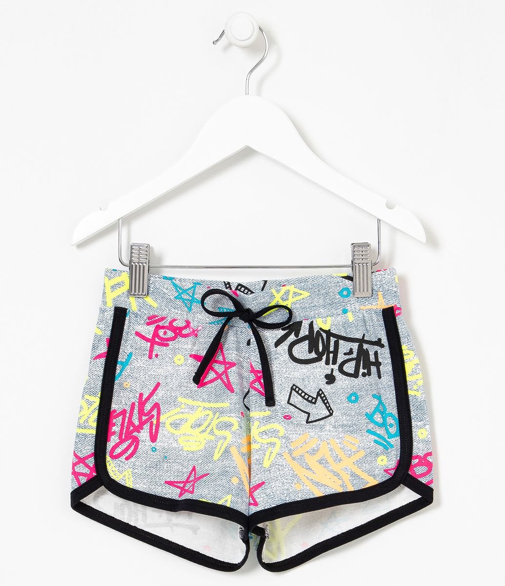 Short Infantil Fit Runner Estampa Grafitado - Tam 5 a 14 anos Menor preço em Short Infantil Fit Runner Estampa Grafitado - Tam 5 a 14 anos