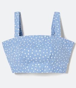 Blusa Cropped em Sarja Estampa Poá