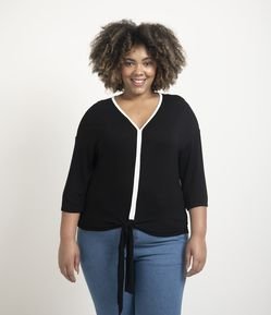 Blusa em Viscolycra com Viés Contrastante Curve & Plus Size