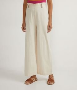 Calça Reta em Algodão com Miçangas nos Passantes