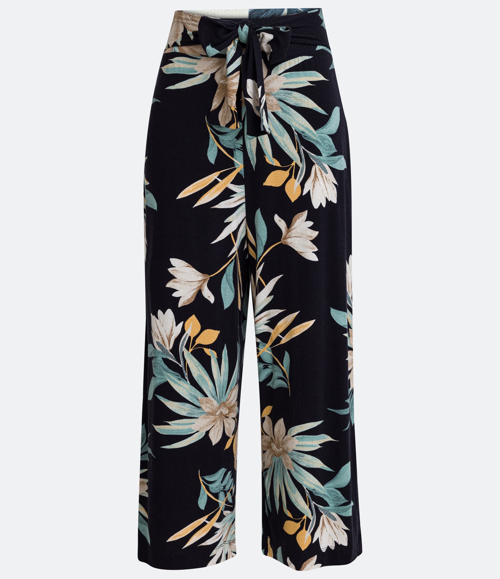 Calça Pantaocurt em Viscose com Estampa Floral e Cinto Faixa Preto 5
