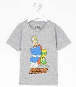 Camiseta Infantil Mini me Estampa Homer e Bart Simpsons - Tam 5 a 14 anos