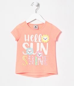 Blusa Infantil Neon Estampa Gato Margarida - Tam 1 a 5 anos