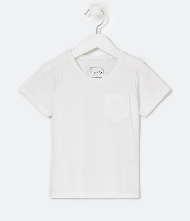 Camiseta Infantil Maquinetada com Bolsinho - Tam 1 a 5 anos Branco Neve 1