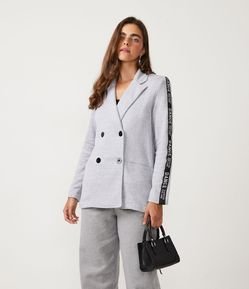 Blazer em Moletom com Tapes nas Mangas