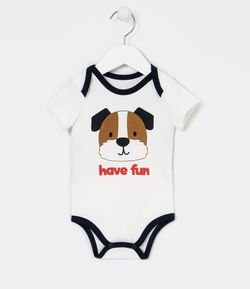 Body Infantil Estampa de Cachorro - Tam 0 a 18 meses