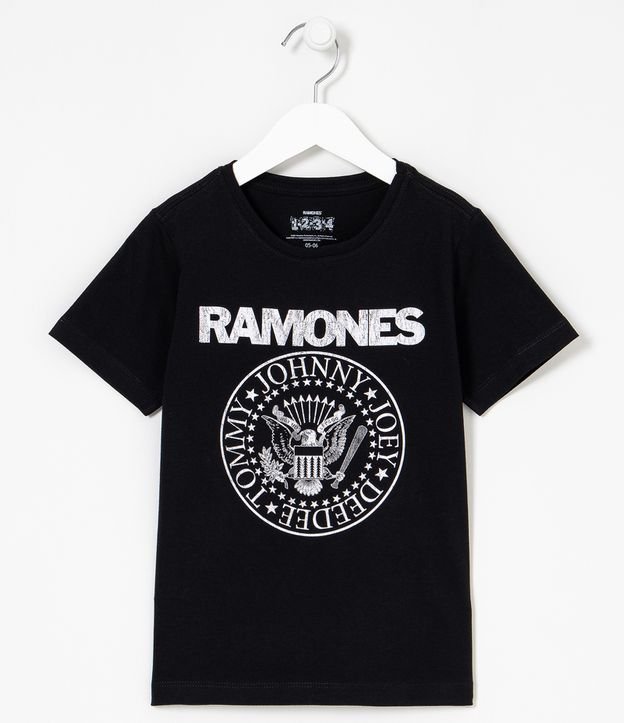 Remera Infantil Mini Me Estampado Ramones - Talle 2 a 14 años Negro 1