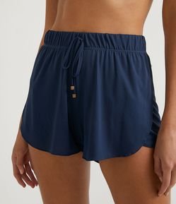 Saída de Praia Short em Poliamida com Aberturas nas Laterais