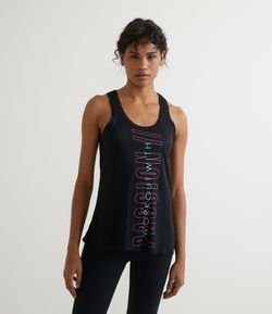 Regata Nadador Esportiva em Viscose com Estampa Localizada com Lettering Workout With Passion