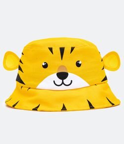 Chapéu Infantil Bucket Estampa Tigre com Orelinhas Póim - Tam U