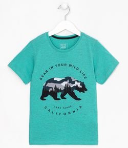 Camiseta Infantil Estampa Urso Camuflado - Tam 5 a 14 anos
