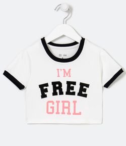 Blusa Infantil Estampa Lettering I'm Free Girl - Tam 5 a 14 Anos