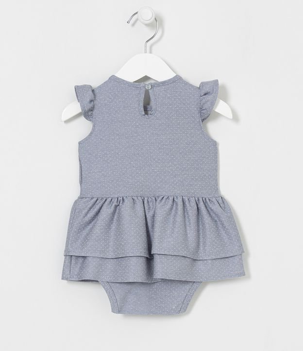 Vestido Body Infantil Estampado de Lunares con Gatita - Talle 0 a 18 meses Azul 2