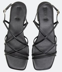 Sandália Tiras Salto Médio Bico Quadrado - Renner