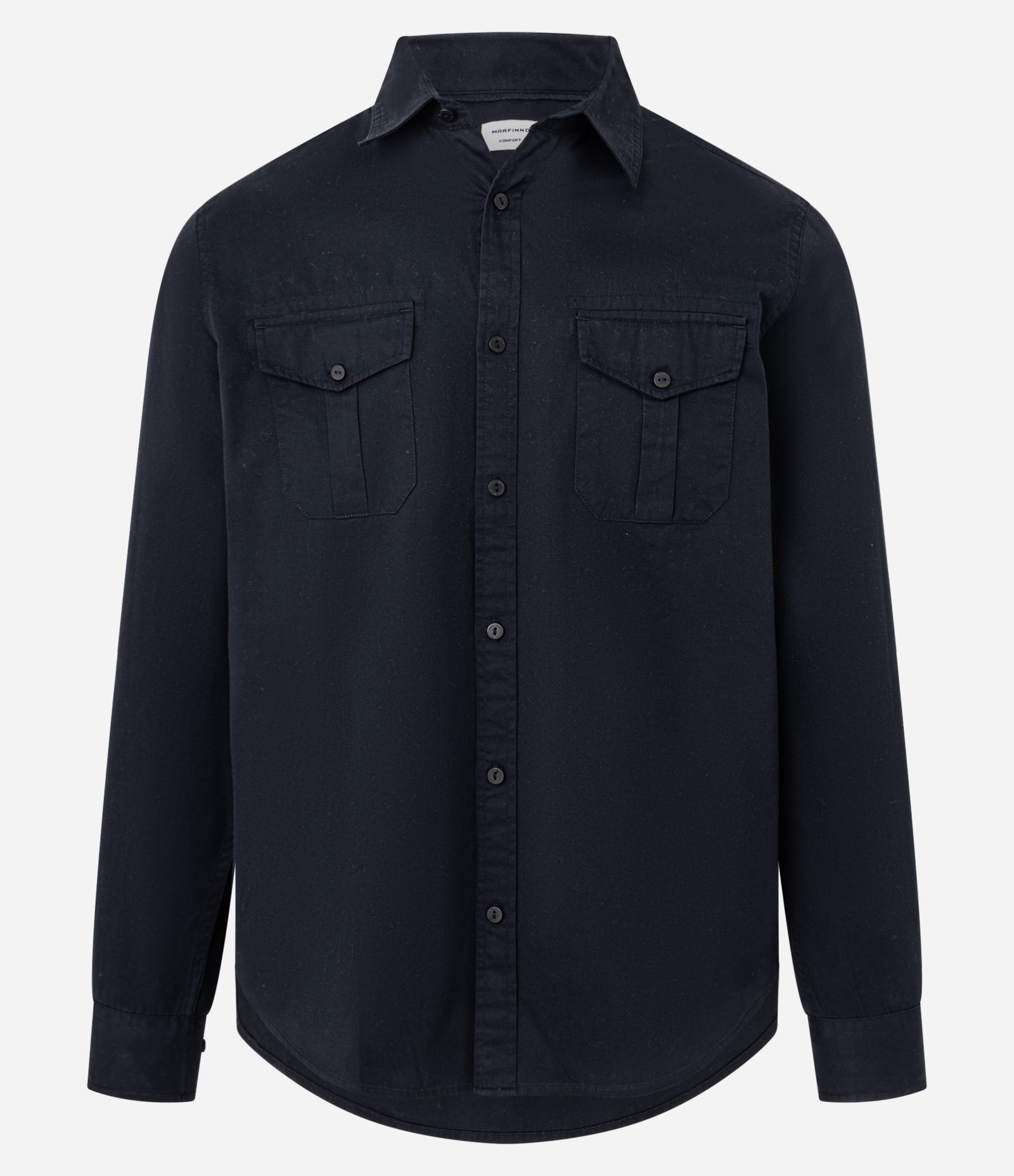 Camisa Comfort em Algodão com Bolsos Frontais Preto 5