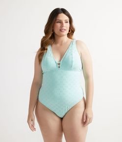 Maiô em Poliamida Texturizado com Decote V Curve & Plus Size