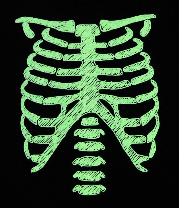 Remera Infantil Estampada Esqueleto Brilla en la Oscuridad - Tam 5 a 14 años Negro 3