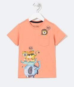 Camiseta Infantil Estampa Amigos Bichinhos - Tam 1 a 5 anos