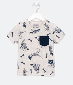 Camiseta Infantil Estampas de Dinos Esqueletos - Tam 1 a 5 anos