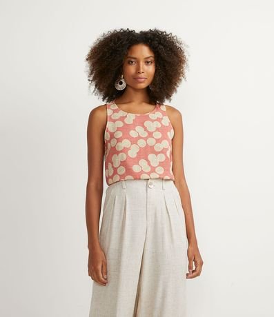 Blusa Regata em Viscose com Estampa Poá Menor preço em Blusa Regata em Viscose com Estampa Poá