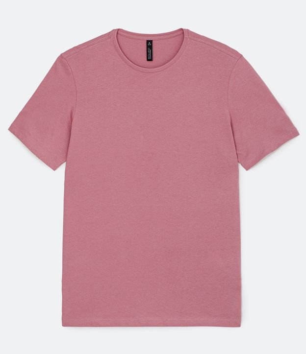 Camiseta Slim Básica em Algodão Peruano com Gola Redonda Rosa 5