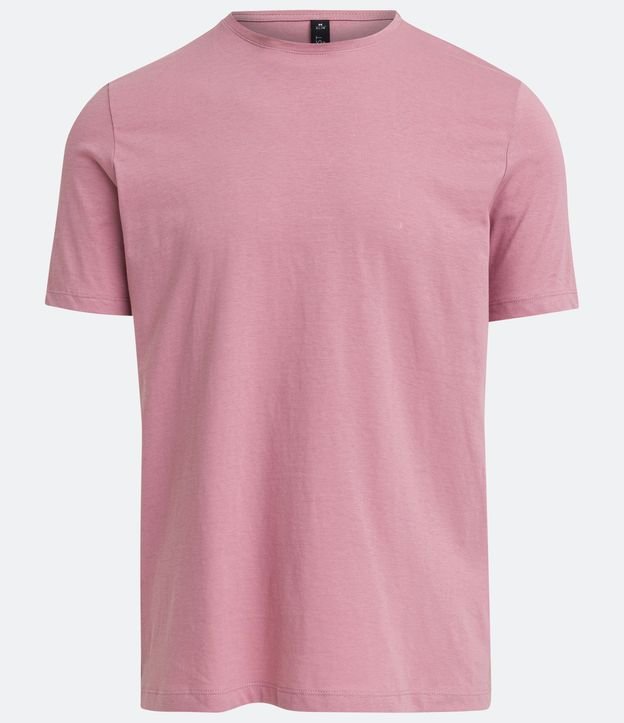 Camiseta Slim Básica em Algodão Peruano com Gola Redonda Rosa 6