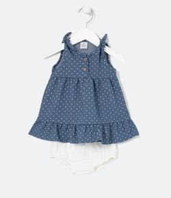 Vestido Infantil Estampa Poá com Calcinha - Tam 0 a 18 meses