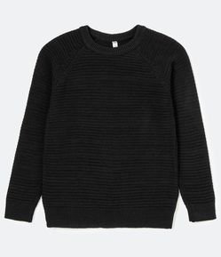 Blusão Suéter em Tricô com Cava Raglan Texturizado