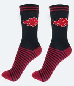 Meia Cano Alto em Algodão Naruto Akatsuki