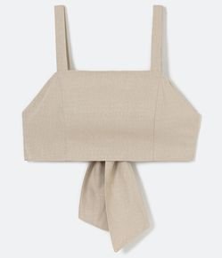 Blusa Regata Cropped em Linho com Amarração nas Costas