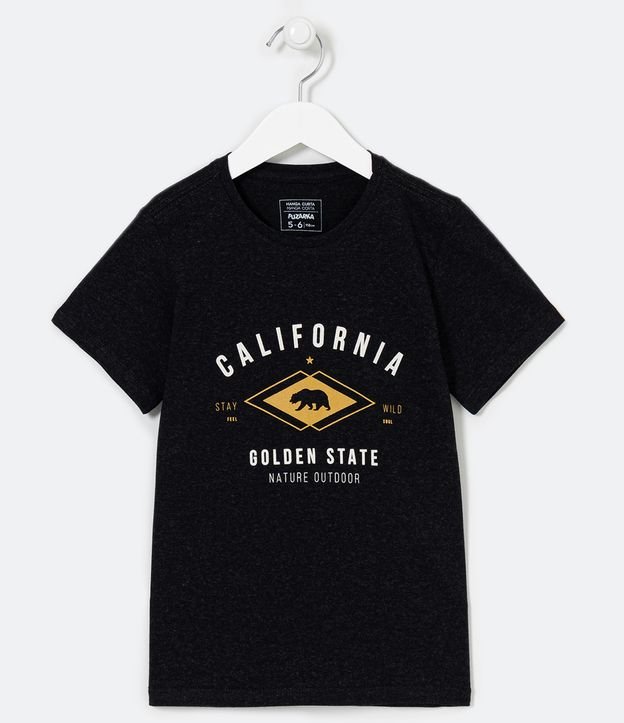 Camiseta Infantil Estampa California - Tam 5 a 14 anos Preto 1