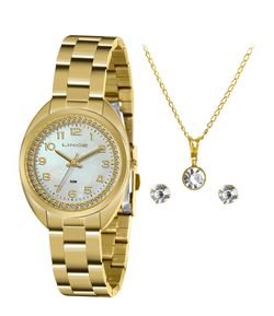 Kit Relógio Lince Analógico 50M + Conjunto de Semijoia