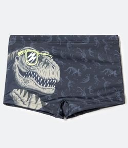 Sunga Infantil Boxer Estampa Dino de Óculos - Tam 5 a 14 anos