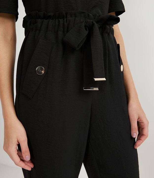 Pantalón Zanahoria con Cordón para Amarre y Bolsillos Delanteros Negro 3