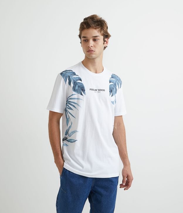 Camiseta Manga Curta Estampa Folhagens Fellin'good