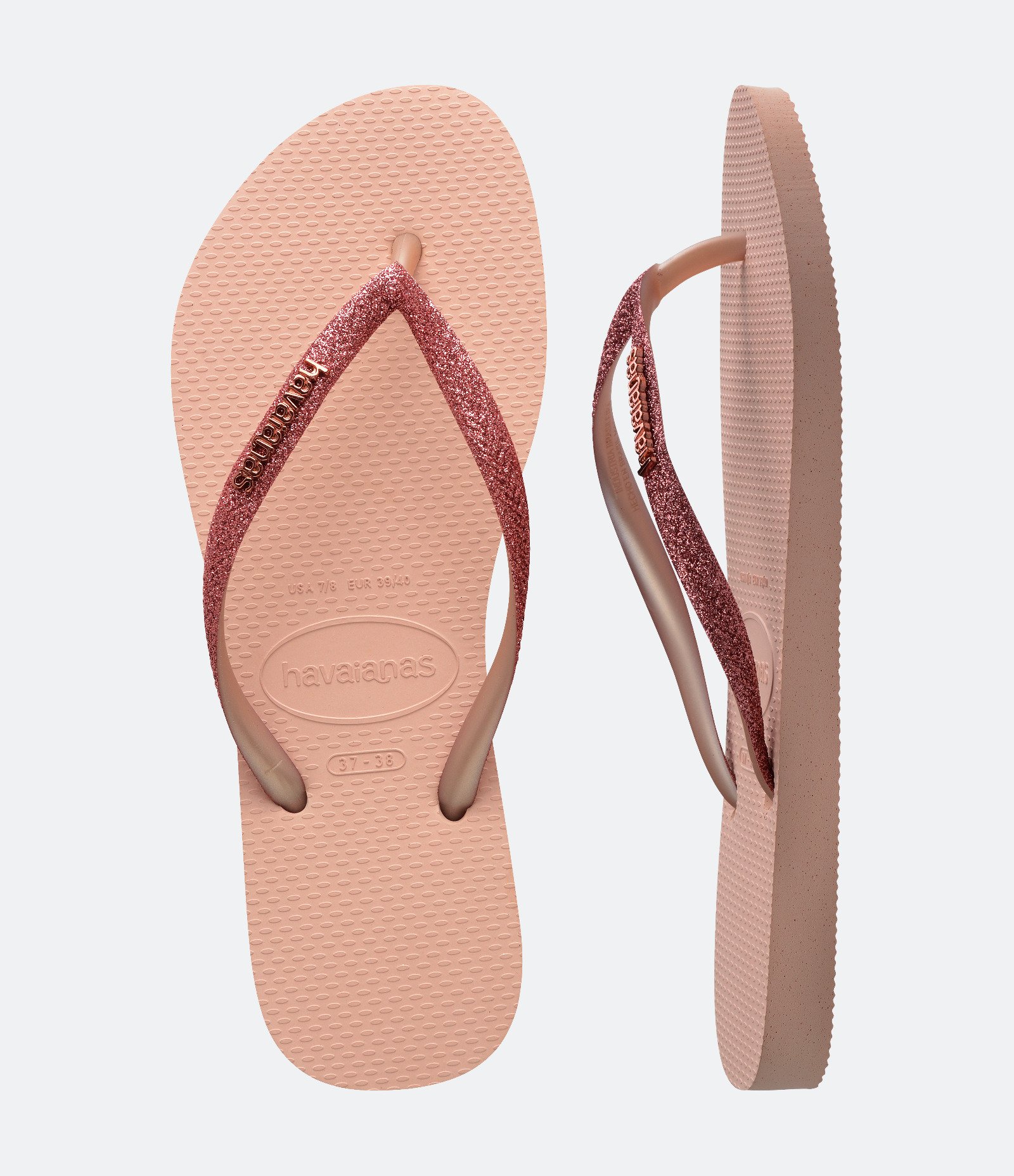 Chinelo Havaianas Tiras Finas com Glitter Rosa 5