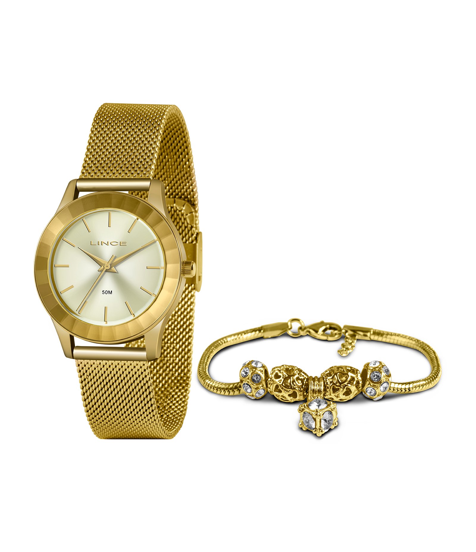Kit Relógio Feminino Lince LRG4670L-KI49C1KX Analógico + Brinde Dourado 1