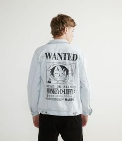 Jaqueta Trucker em Jeans com Estampa One Piece