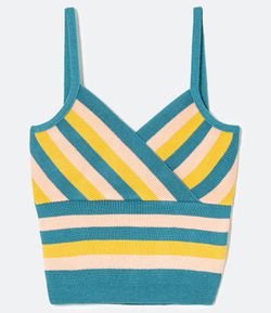 Blusa Cropped Tricot Sem Mangas e Alças Finas