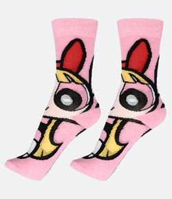 Meia Cano Alto Estampa Meninas Super Poderosas Florzinha