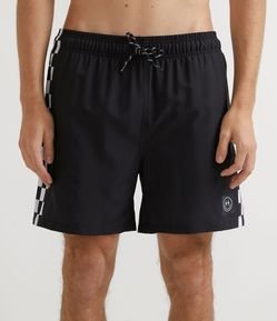 Bermuda com Cós Elástico Estampa Grid Lateral