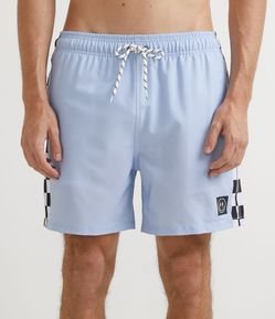 Bermuda com Cós Elástico Estampa Grid Lateral