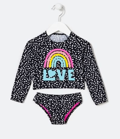 Biquini Cropped Infantil com Estampa Poá e Arco-íris - Tam 1 a 8 anos Menor preço em Biquini Cropped Infantil com Estampa Poá e Arco-íris - Tam 1 a 8 anos