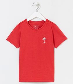 Camiseta Infantil com Estampa de Coqueiro no Peito e Costas - Tam 5 a 14 Anos