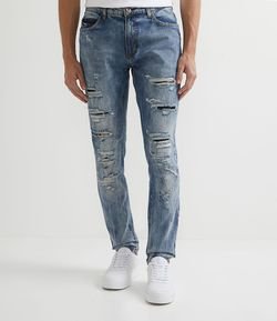 Calça Super Skinny em Jeans Destroyed