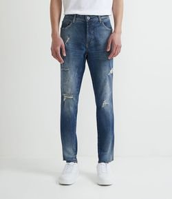 Calça Jeans Super Skinny com Pequenos Puídos